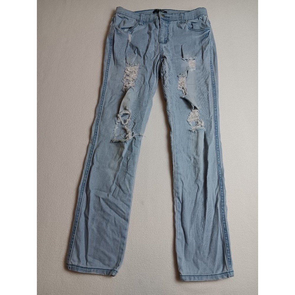 Forever 21 Women's Distressed Skinny Jeans Light Wash Ripped Size 29 Low Rise